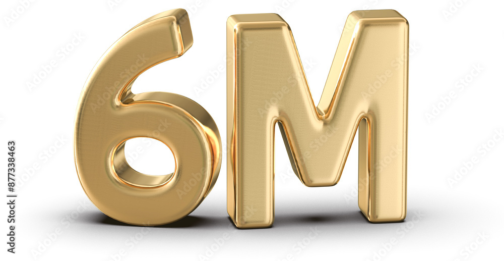 6M Followers Gold Number 3D Render 6M Followers Gold Number 3D Render