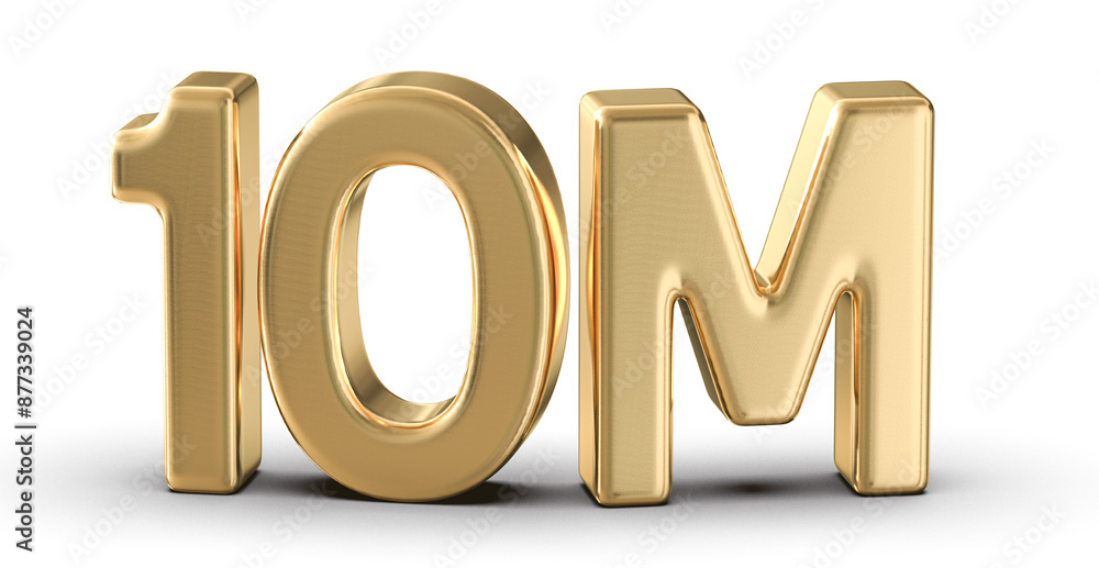 10M Followers Gold Number 3D Render 10M Followers Gold Number 3D Render