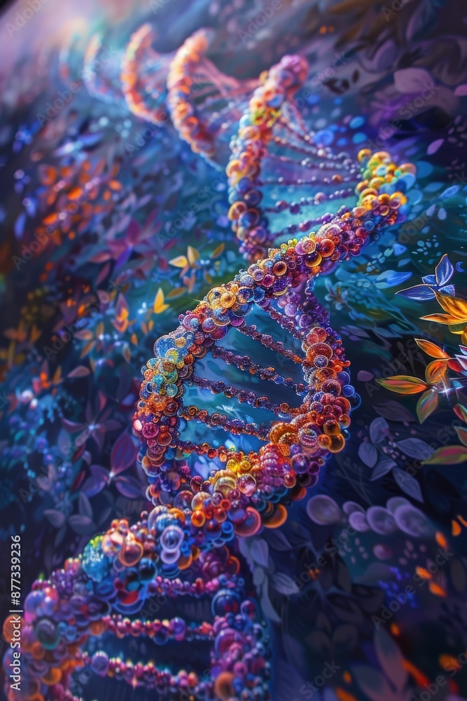 Vibrant and Colorful DNA Helix Art with Abstract Background Representing Genetics and Molecular Biology Vibrant and Colorful DNA Helix Art with Abstract Background Representing Genetics and Molecular Biology