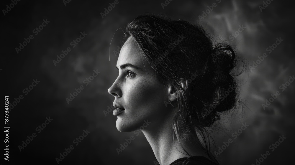 A Woman's Profile Against a Smoky Background A Woman's Profile Against a Smoky Background
