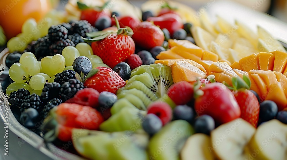 Colorful Fruit Platter with Kiwi, Mango, and Berries Colorful Fruit Platter with Kiwi, Mango, and Berries