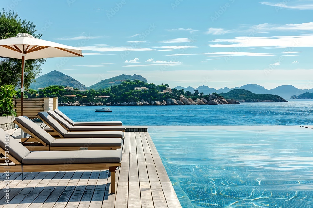 Obraz premium Luxury Poolside Oasis with Mountain Views