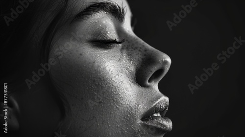 Close-Up Portrait of a Woman with Freckles © leymart