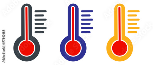 temperature icon set, weather icon. isolated on white background
