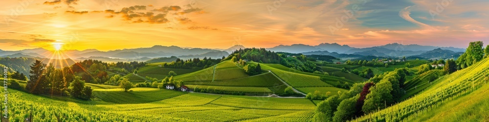 Fototapeta premium Slovenia Country. Idyllic Landscape of South Styria Vineyards near Austria-Slovenia Border