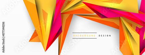 Minimal geometric abstract background. Low poly dynamic triangle design. Trendy techno business template for wallpaper, banner, background or landing