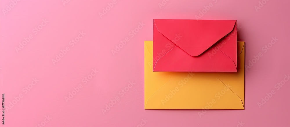Invitation card mockup with vibrant papers on a pink backdrop perfect for holidays birthdays and anniversaries featuring ample copy space image Invitation card mockup with vibrant papers on a pink backdrop perfect for holidays birthdays and anniversaries featuring ample copy space image