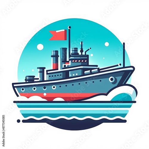 Modern colorful ship boat vector illustration isolated on a white background © Md Hasan