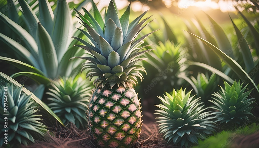 pineapple on the plantation , generated by AI. High quality photo pineapple on the plantation , generated by AI. High quality photo