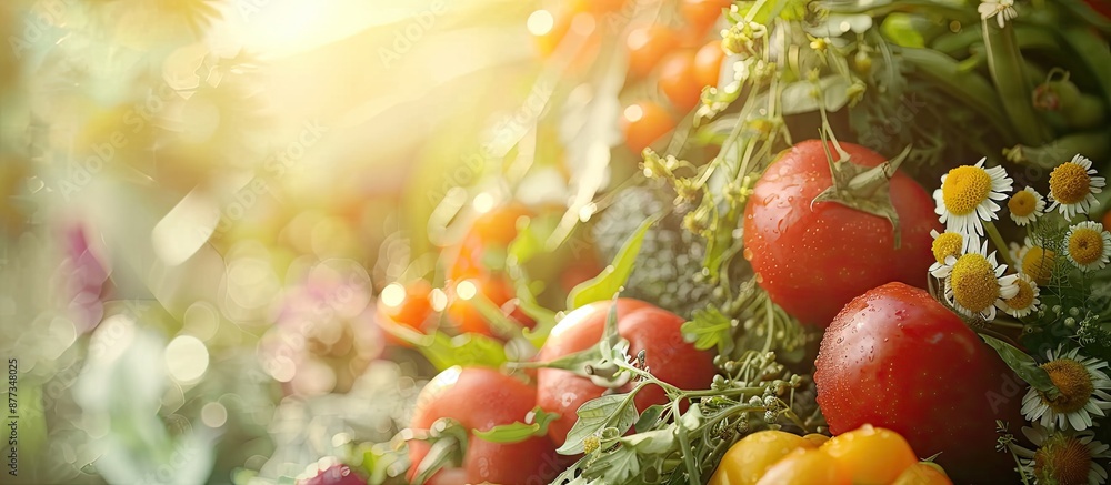 Fresh organic vegetables arranged as a food background with a soft focus for copy space image Fresh organic vegetables arranged as a food background with a soft focus for copy space image
