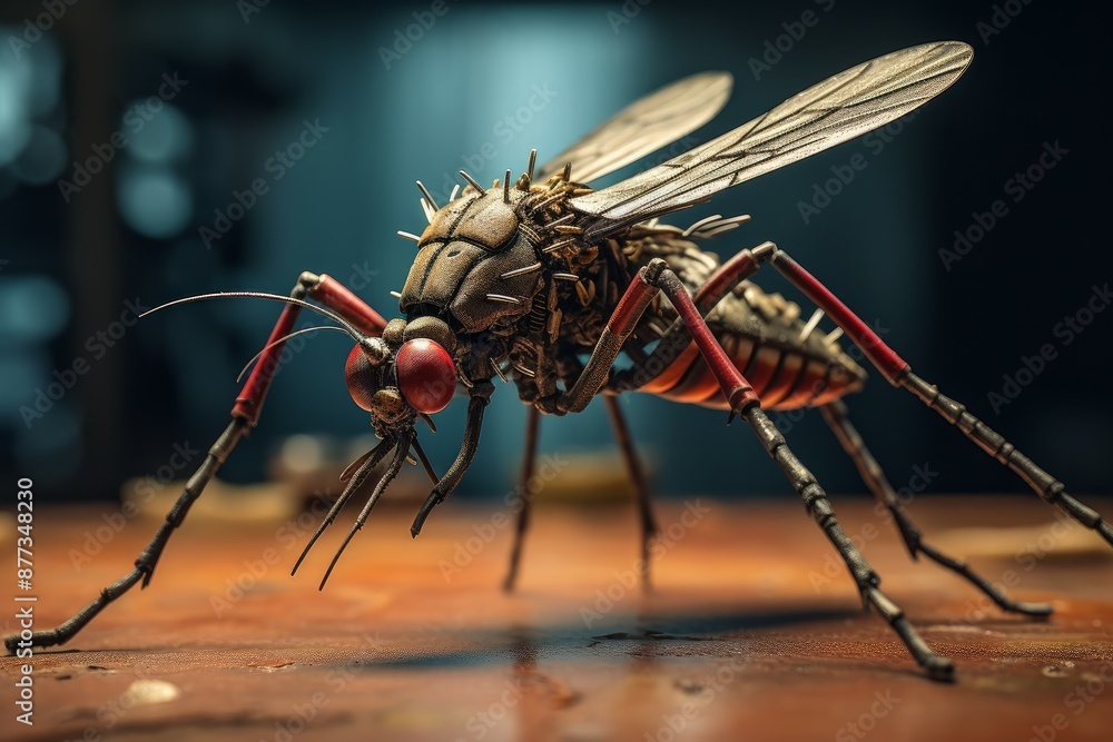 Fototapeta premium Highly detailed macro view of a housefly with vivid textures and colors