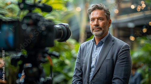 A businessman giving an interview to a news channel