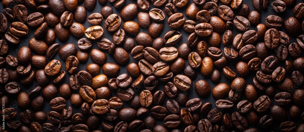 Obraz premium Roasted coffee beans can serve as a backdrop for a copy space image