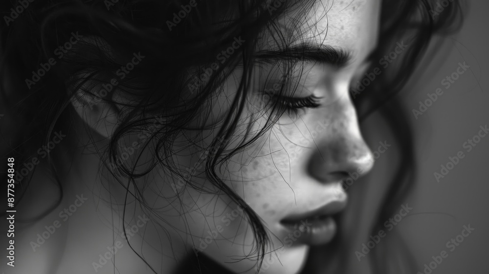 A Close-Up Portrait of a Woman's Face with Eyes Closed A Close-Up Portrait of a Woman's Face with Eyes Closed