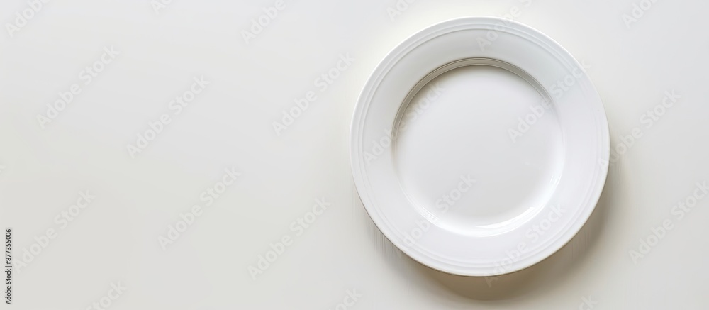 Top view of an empty plate displayed on a white background with ample copy space image available Top view of an empty plate displayed on a white background with ample copy space image available