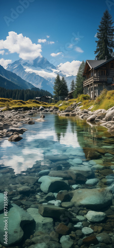 A Mountain Landscape With A Crystal-clear Lake, Perfect For Mobile Phone Wallpaper