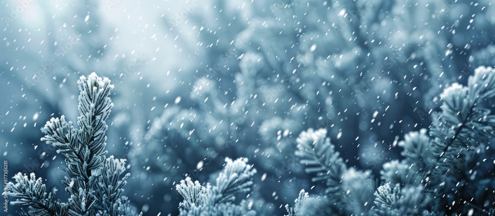 Nature covered in falling snow copy space image Nature covered in falling snow copy space image