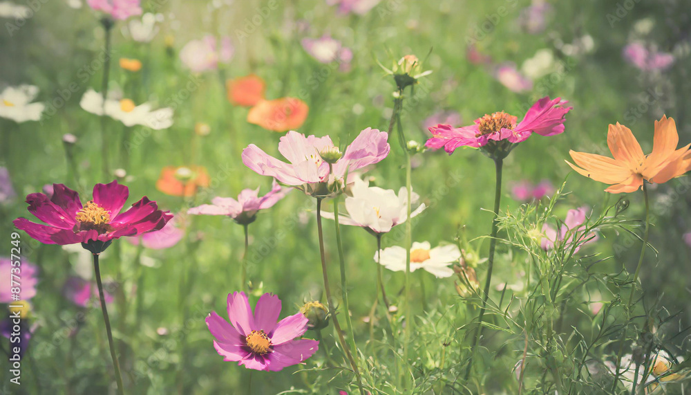 A picturesque summer meadow bursting with colorful flowers, showcasing the vibrant beauty of nature's palette. A picturesque summer meadow bursting with colorful flowers, showcasing the vibrant beauty of nature's palette.