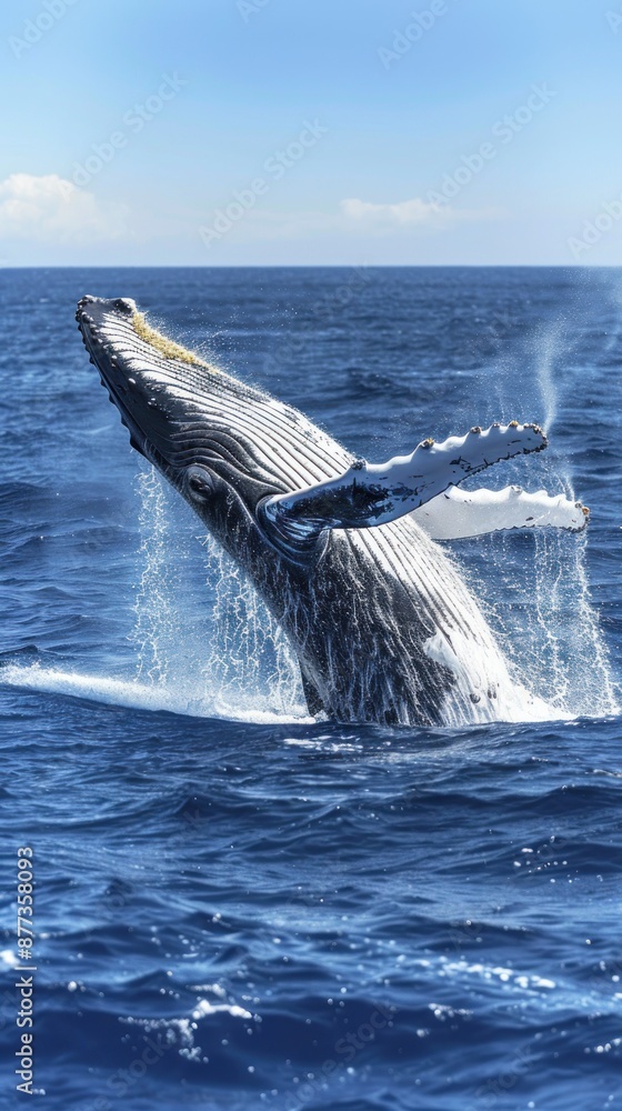 Fototapeta premium Humpback Whale Leaping Out Of The Water