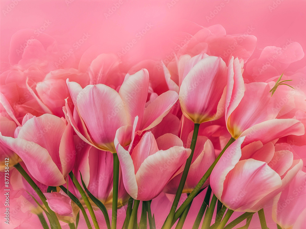 Fototapeta premium pink and white tulips