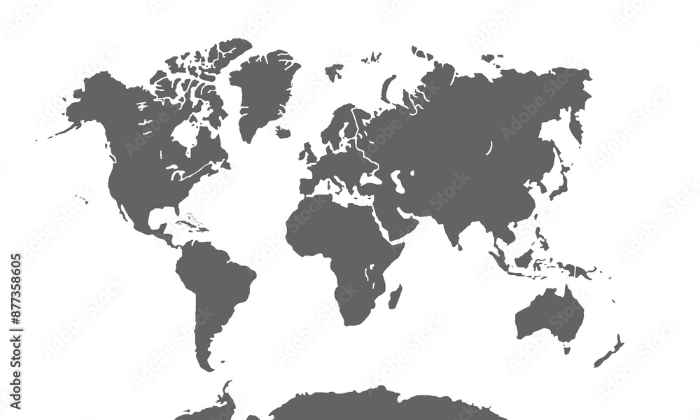 World map isolated on white background. for website layouts, background, education, precise, customizable, Travel worldwide, map silhouette backdrop, earth geography, political, reports. World map isolated on white background. for website layouts, background, education, precise, customizable, Travel worldwide, map silhouette backdrop, earth geography, political, reports.
