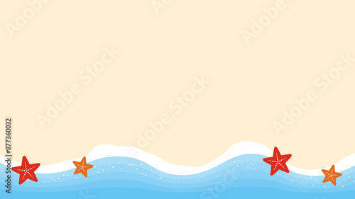海とヒトデと砂浜　フレーム　背景　シンプル