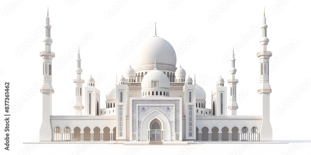 Obraz premium Pastel colored mosque background design, perfect for banners, websites, Ramadan events