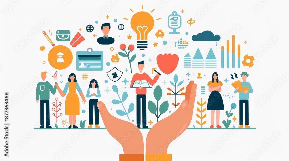 Bright and Diverse Volunteer Opportunities Infographic with Cheerful Icons on Sunny Background Bright and Diverse Volunteer Opportunities Infographic with Cheerful Icons on Sunny Background