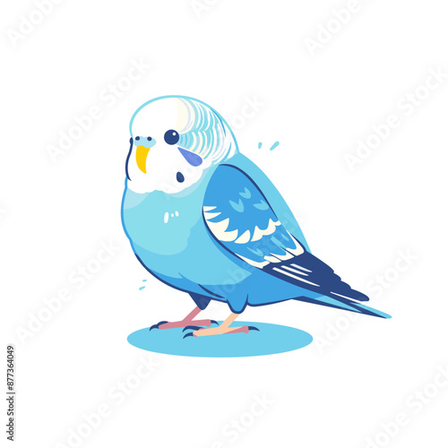 Vector blue budgerigar isolated on white background Parakeet on a branch, Bright Green Budgerigar, Parrot, Green Pet Parakeet, vector illustration