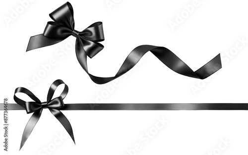 black ribbon bows on a transparent background