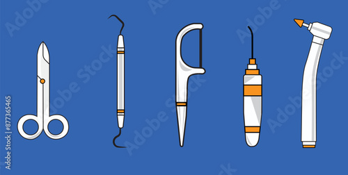 Dentist tools, dental tools, dental health, tooth vector illustration