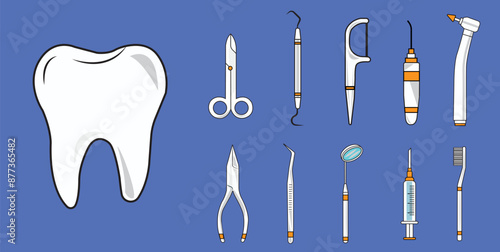 Dentist tools, dental tools, dental health, tooth vector illustration