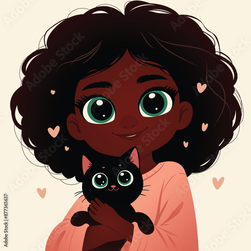 Girl girl higging whit her cat