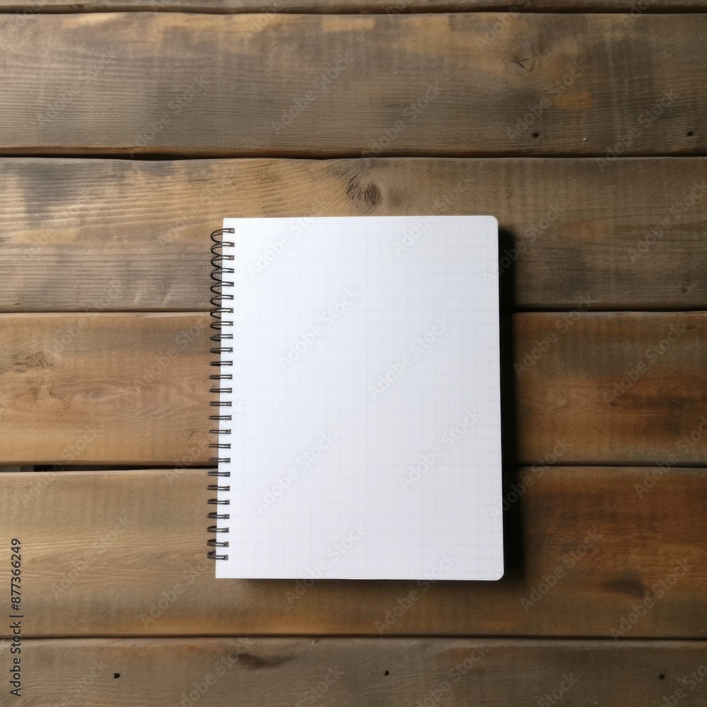 Blank notebook on wooden background, top view. Space for text Blank notebook on wooden background, top view. Space for text