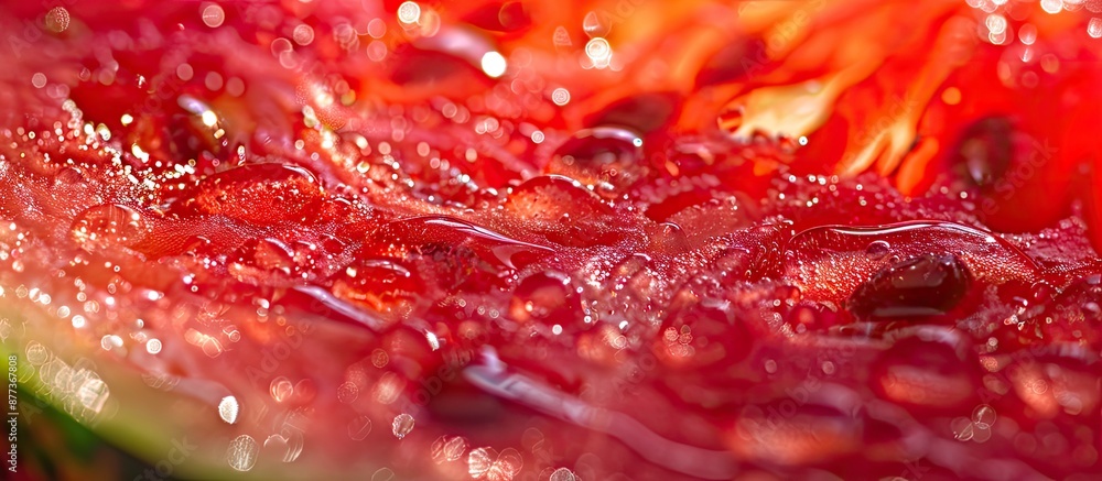 Capture the intricate details of a close up shot focusing on a vibrant red watermelon slice with an area available for inserting text or images known as a copy space image Capture the intricate details of a close up shot focusing on a vibrant red watermelon slice with an area available for inserting text or images known as a copy space image