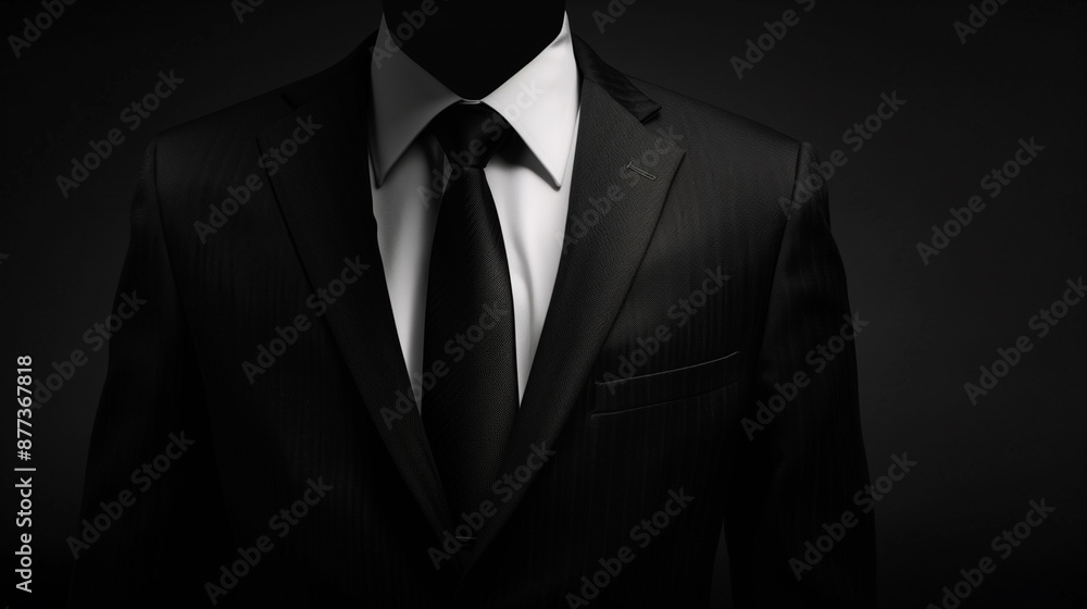 A man in a suit and tie is wearing a black tie. The image is black and white A man in a suit and tie is wearing a black tie. The image is black and white