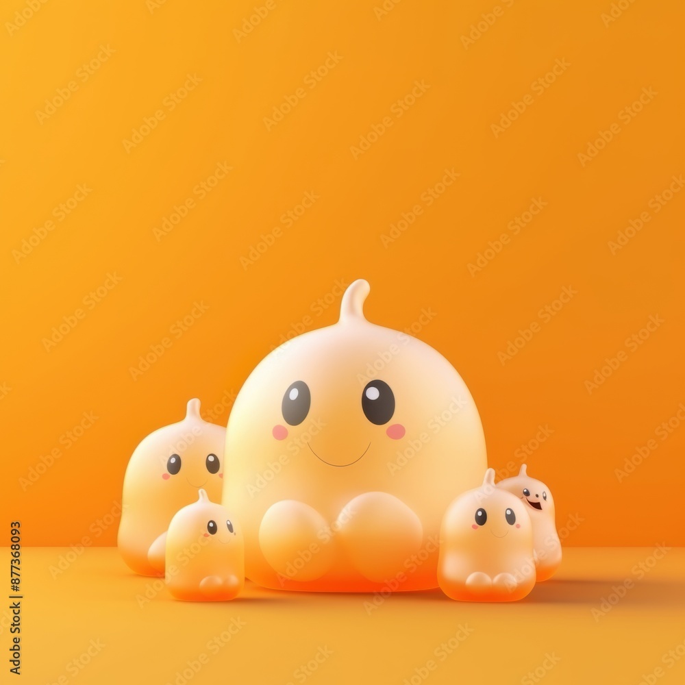 3d render of pumpkins on orange background. Halloween concept. 3d render of pumpkins on orange background. Halloween concept.