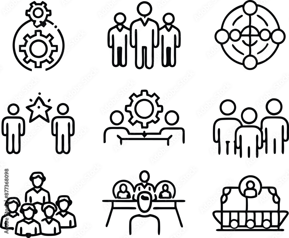 set of teamwork icon illustration. teamwork, team, meeting, business, work, collaboration, group, success, together set of teamwork icon illustration. teamwork, team, meeting, business, work, collaboration, group, success, together