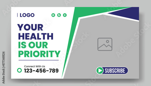 Medical healthcare Youtube thumbnail cover and dental clinic social media web banner design or workshop video thumbnail template