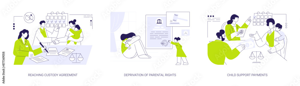 Child custody abstract concept vector illustrations. Child custody abstract concept vector illustrations.