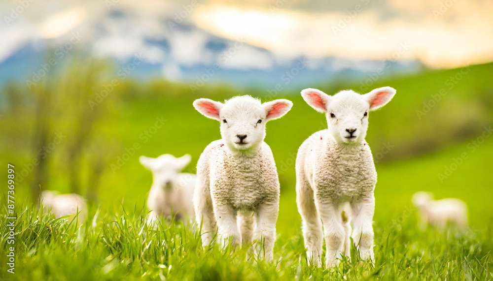 curious lambs in spring curious lambs in spring