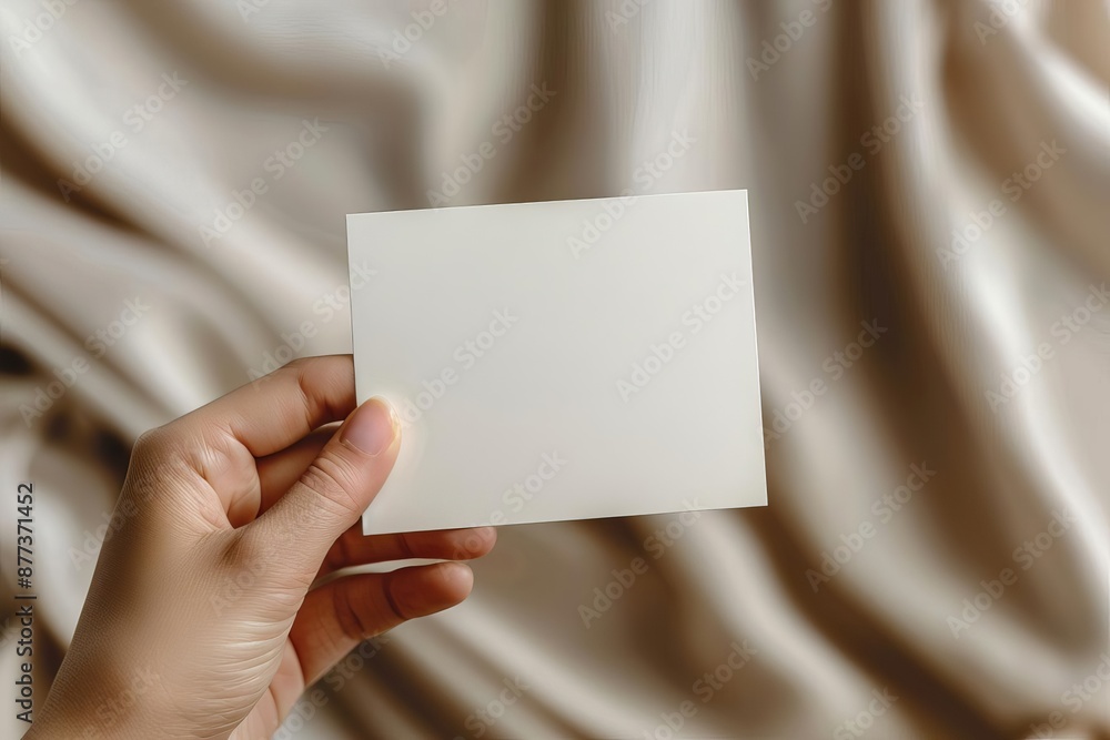 Hand holding blank card, close-up view, neutral background, realistic skin texture, soft natural lighting, minimalist and clean design Hand holding blank card, close-up view, neutral background, realistic skin texture, soft natural lighting, minimalist and clean design