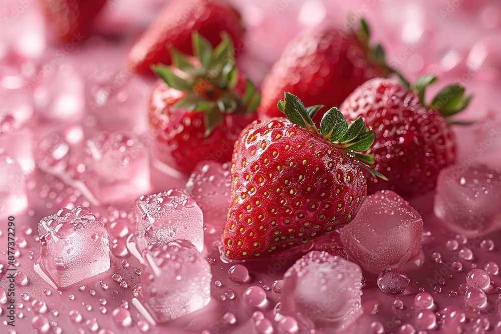 A close up of a bunch of strawberries on top of a pink background A close up of a bunch of strawberries on top of a pink background
