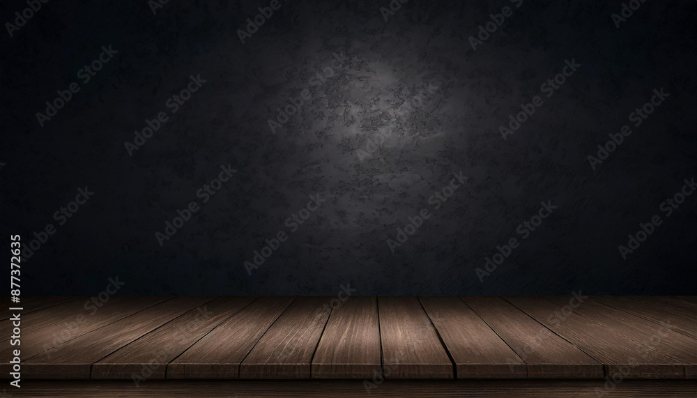 Wood table in front wall blur background with empty copy space on the table for product display mockup. Retro design montage presentation Wood table in front wall blur background with empty copy space on the table for product display mockup. Retro design montage presentation