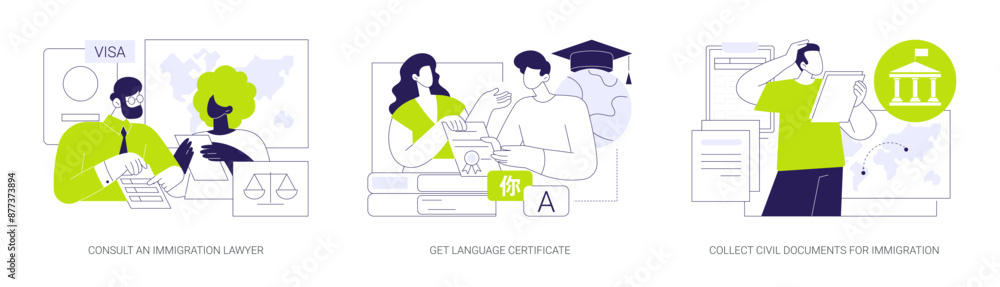 Immigration abstract concept vector illustrations. Immigration abstract concept vector illustrations.