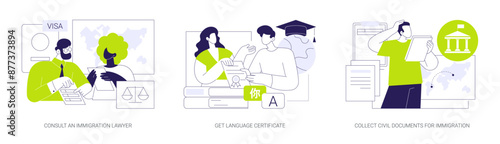 Immigration abstract concept vector illustrations.