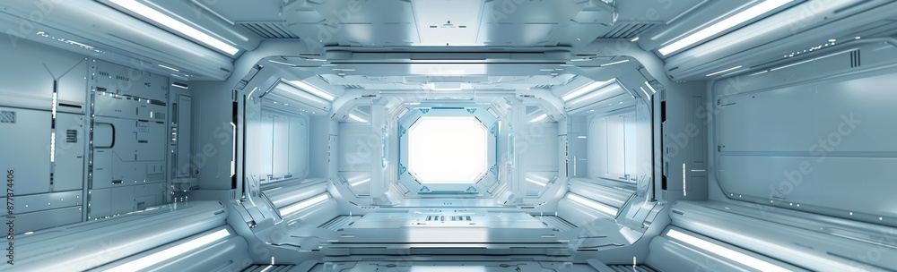 Multifunctional scifi cyber space age background wall. White galaxy light. Space travel. Hand edited generative AI. Multifunctional scifi cyber space age background wall. White galaxy light. Space travel. Hand edited generative AI.