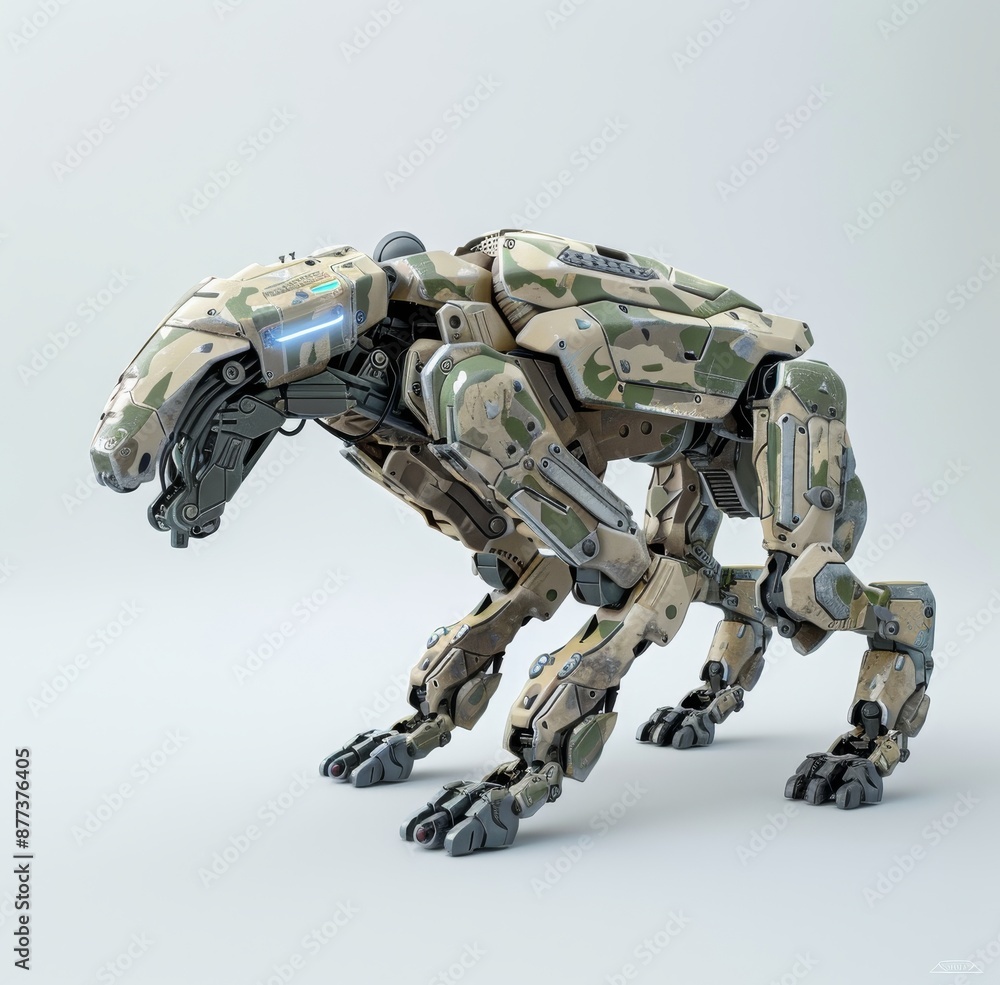 An isometric robotic dog on a white background. 3D rendering. An isometric robotic dog on a white background. 3D rendering.