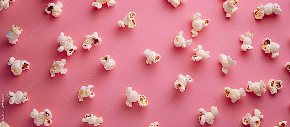 Popcorn scattered on a background with copy space image for a mockup frame Popcorn scattered on a background with copy space image for a mockup frame