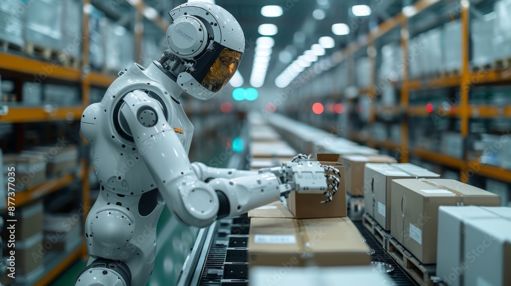 Robot Working in a Modern Warehouse - Generative AI Robot Working in a Modern Warehouse - Generative AI
